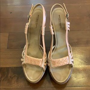 Bottega Veneta Peach Leather Slingback Wedge